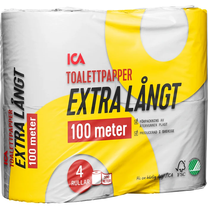 Toalettpapper Extra långt 100m 4 Styck ICA