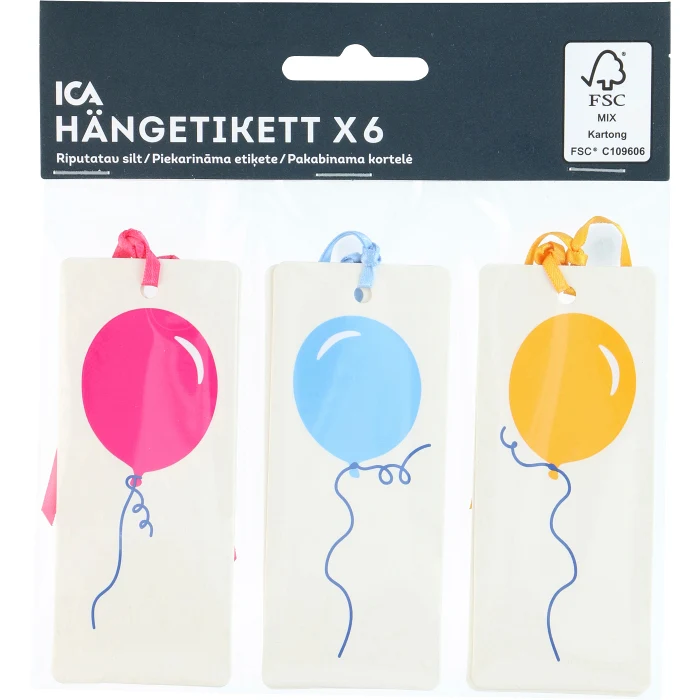 Hängetiketter Ballong 6 st
