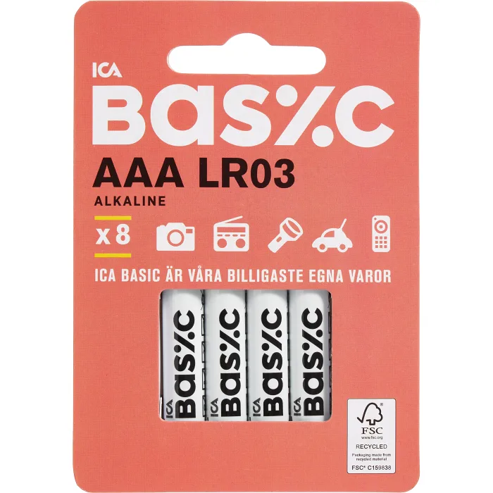 Batteri AAA/LR03 8-p ICA Basic