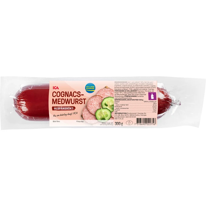 Cognacsmedwurst Alspånsrökt 300g ICA