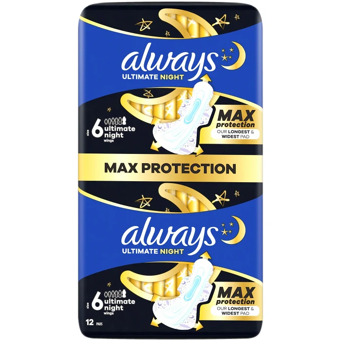 Binda Ultra Ultimate Night Pads S6 12-p Always