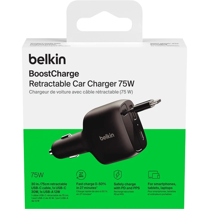 Billaddare 75W 2xUSB-C + USB-A Belkin