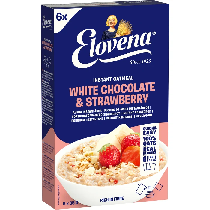 Havregrynsgröt vit choklad & jordgubb 210g Elovena