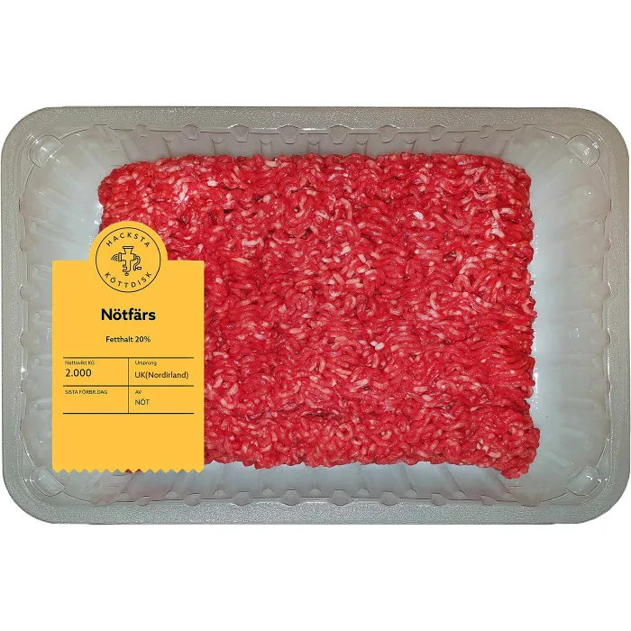 Nötfärs Färsk 20% ca 2kg Storbrittanien Hacksta Köttdisk