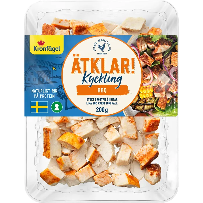 Kyckling BBQ Stekt Bröstfilé i bitar 200g Kronfågel