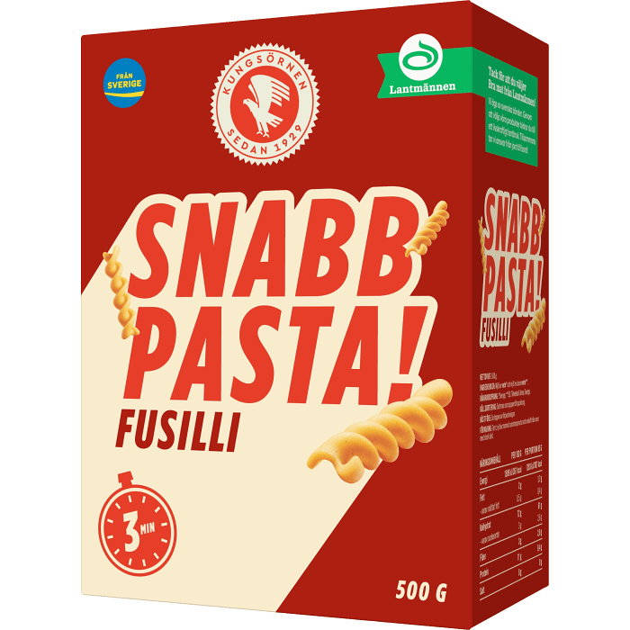 Snabbpasta Fusilli 500g Kungsörnen