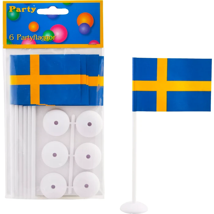 Bordsflagga med fot 8cm 6-p