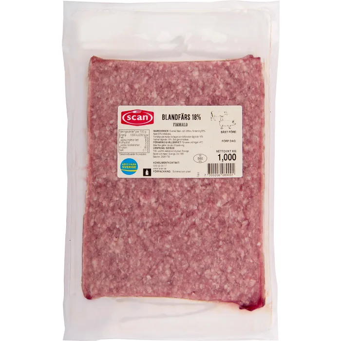 Blandfärs Färsk 18% 1kg Scan