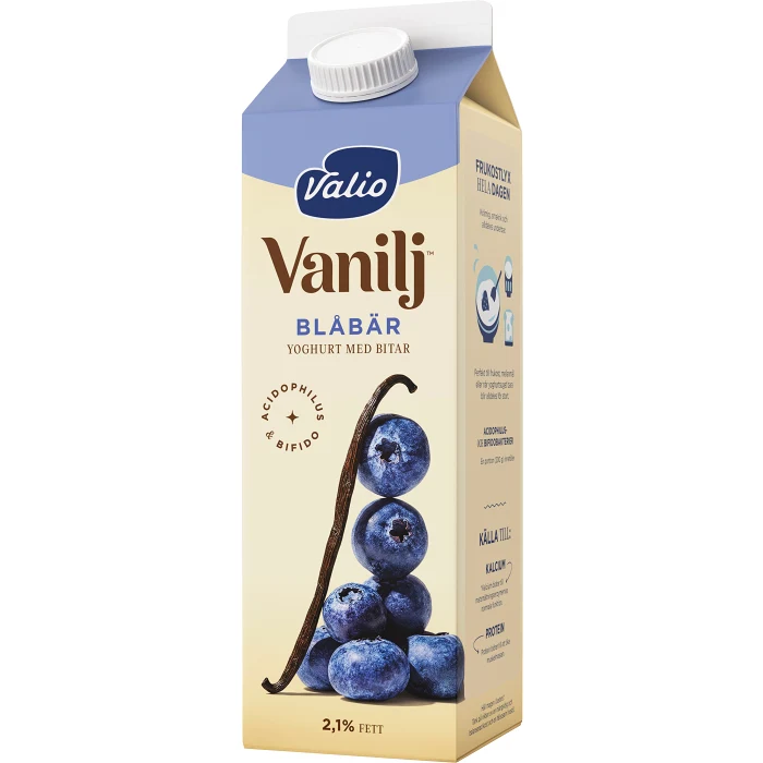 Vaniljyoghurt Blåbär 2,1% 1000g Valio