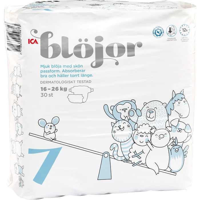 Öppna Blöjor Strl 7 16-26kg 30-p Miljömärkt ICA