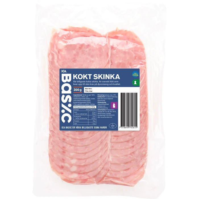 Skinka Kokt 300g ICA Basic