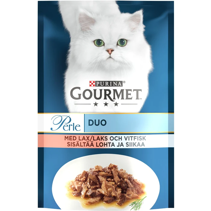 Kattmat Lax & Vit fisk 85g Gourmet Perle