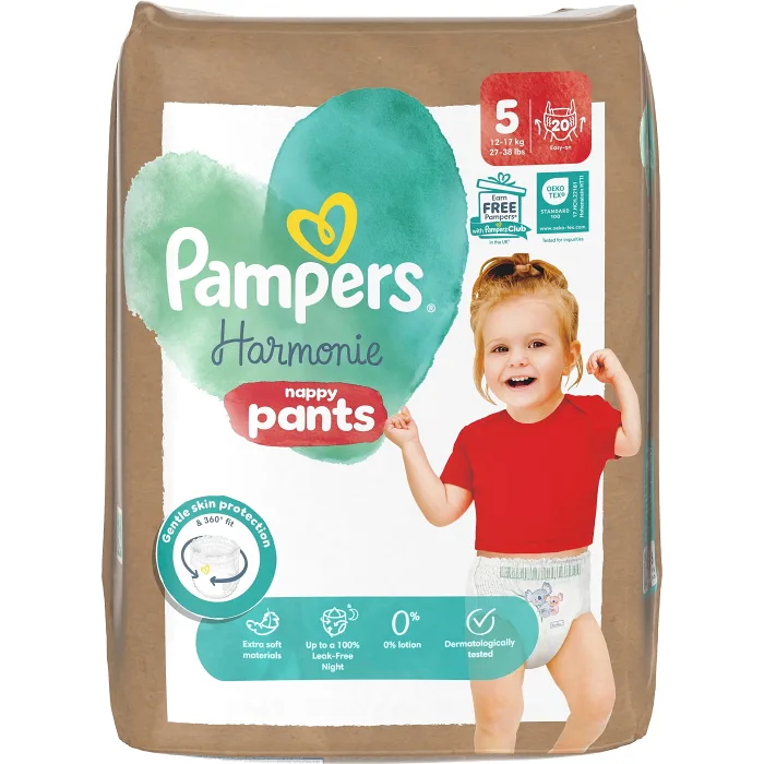 Byxblöjor Harmonie Pants Strl 5 12-17kg 20-p Pampers