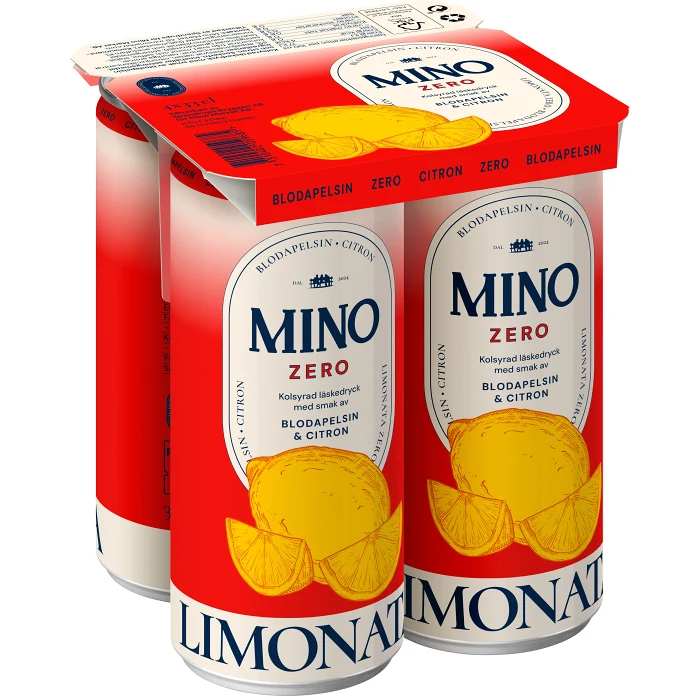 Läsk Blodapelsin Citron Zero 4x33cl Mino