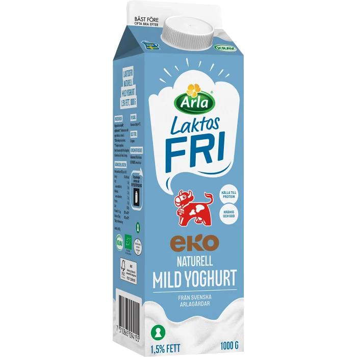 Mild Yoghurt Naturell 1,5% Laktosfri Ekologisk 1000g Arla Ko®