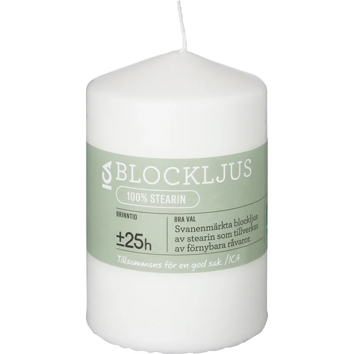 Blockljus Vit Stearin 7x10cm ICA