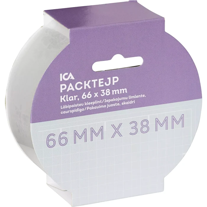 Packtejp klar, 38mm x 66m