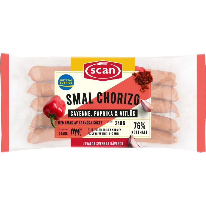 Chorizo Smal 76% Kötthalt 240g Scan