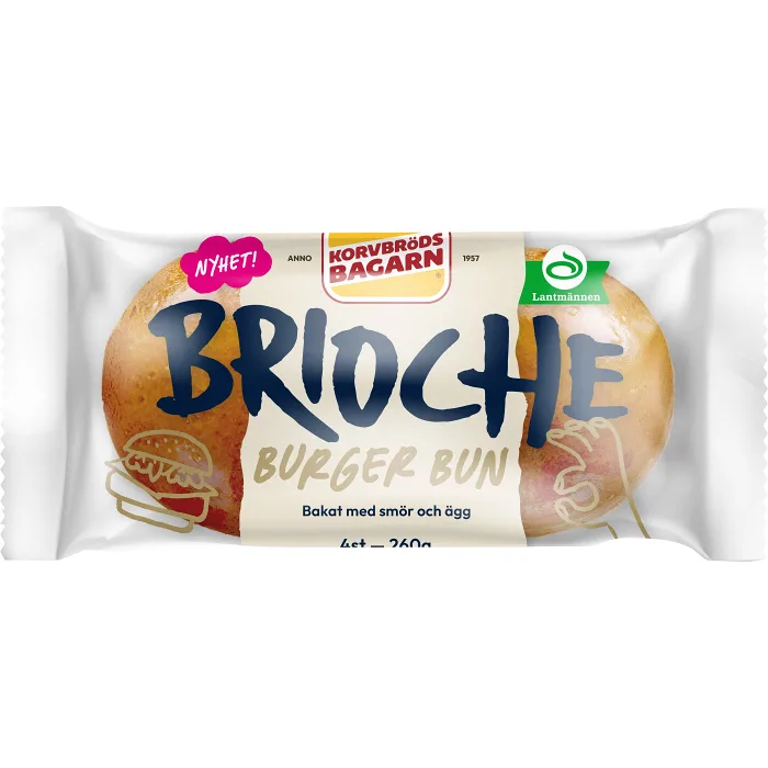 Brioche Burger bun 260g Korvbrödsbagarn