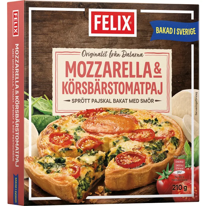 Paj med mozzarella & körsbärstomat 210g Felix