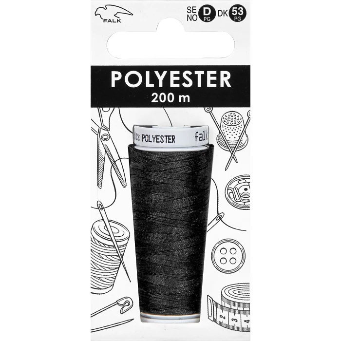 Sytråd syntet 200m svart Falk