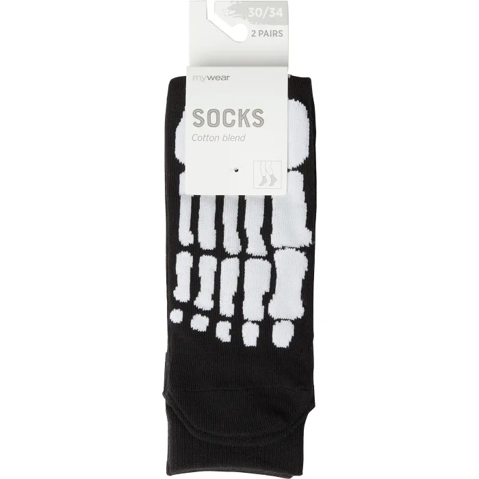 Socka 2p skelett svart mywear