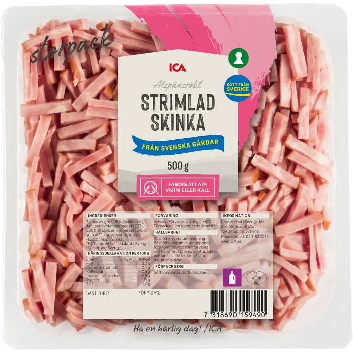 Skinka Rökt Strimlad 500g ICA