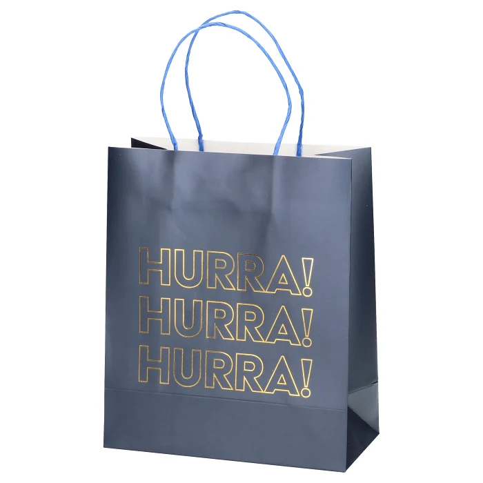 Presentpåse Hurra blå 19x22cm