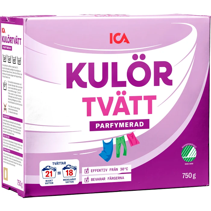 Tvättmedel pulver kulör 750g ICA