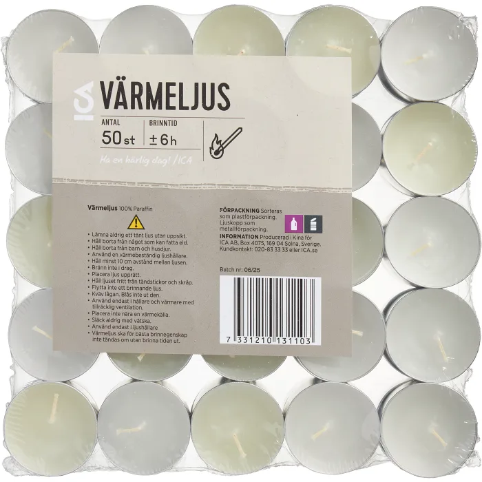 Värmeljus 6H 50p ICA