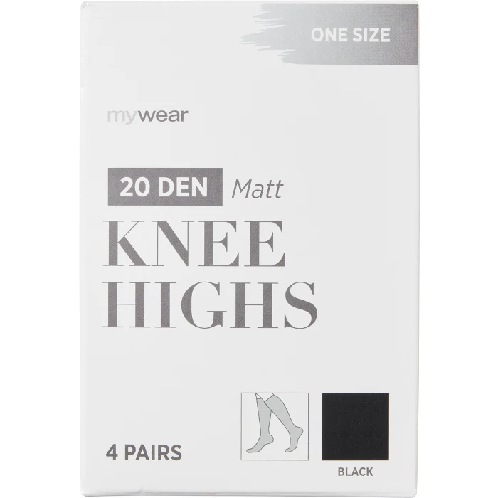Knästrumpa 4p 20D svart onesize mywear