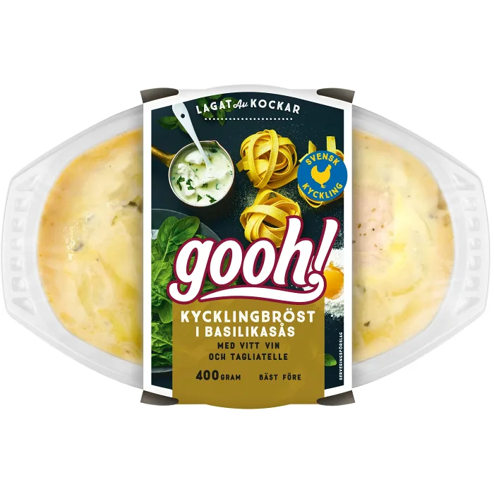 Färdigmat Kycklingbröst i basilikasås med Pasta 400g Gooh