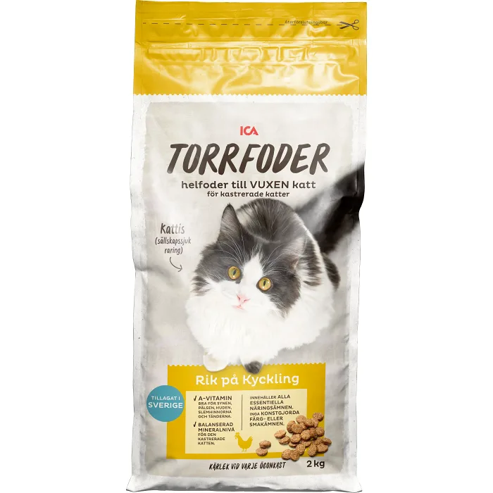 Torrfoder Kyckling Kastrerad Katt 2kg ICA