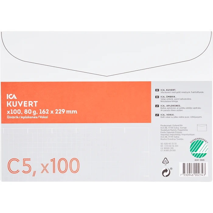 Kuvert Vit C5 100-p ICA