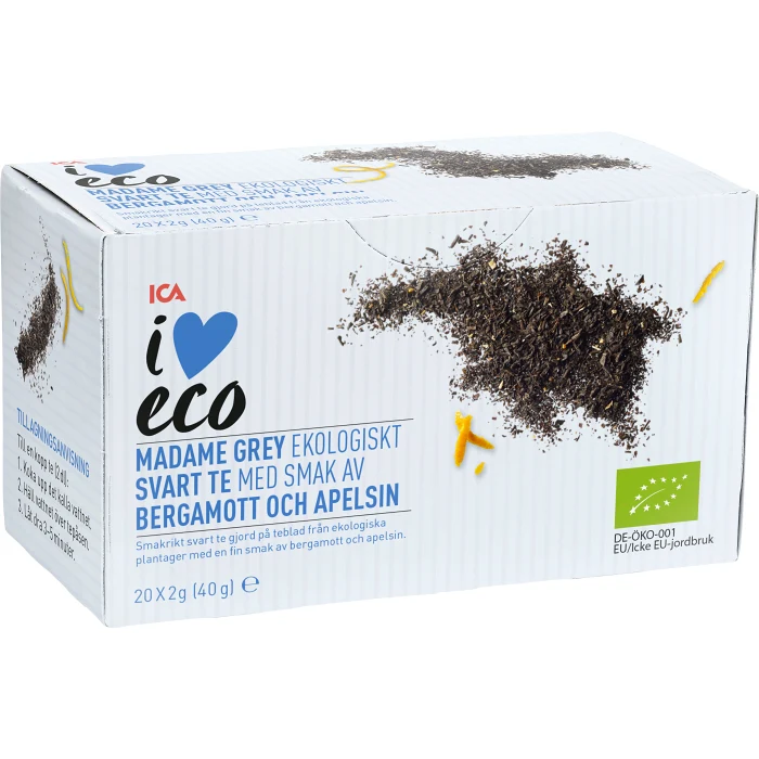 Madame grey Svart te med bergamott & apelsin Ekologisk 20-p ICA I love eco