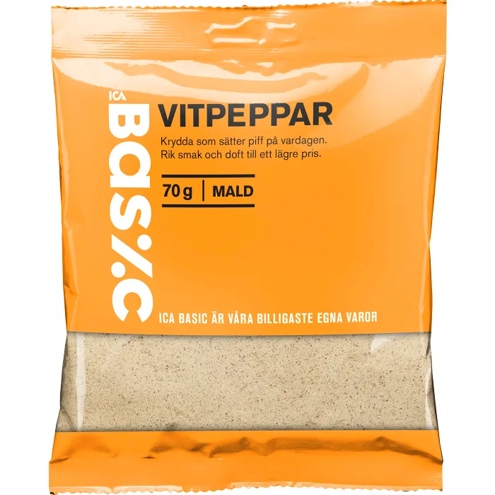 Vitpeppar malen 70g ICA Basic