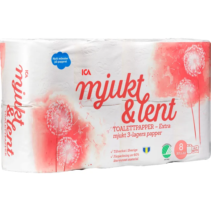 Toalettpapper Mjukt & Lent 8-p Miljömärkt ICA