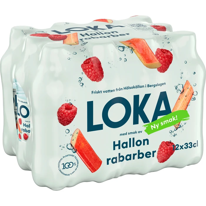 Kolsyrat vatten Hallon rabarber 12p 12x33cl Loka