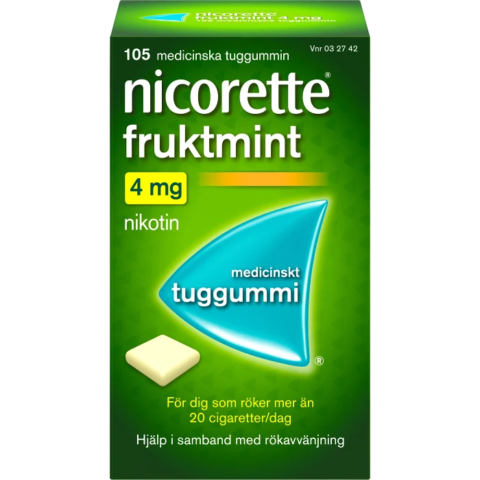 Nicorette Fruktmint Medicinskt tuggummi 4mg 105-p