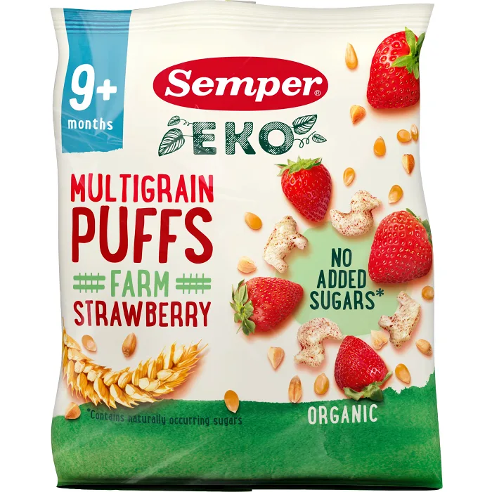 Multigrain puffs strawberry 9m 18g Semper