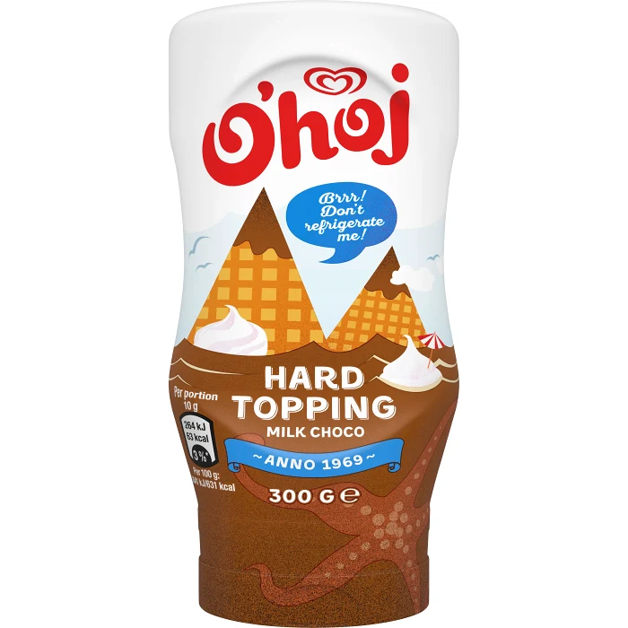 Chokladsås Hard Topping Mjölkchocklad 300g Ohoj