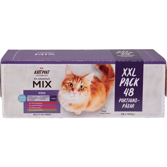 Kattmat Storpack Kött i sås 48-p ICA