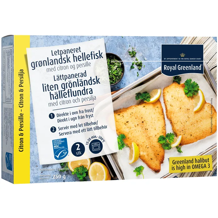 Hälleflundra panerad citron & persilja 250g Royal Greenland