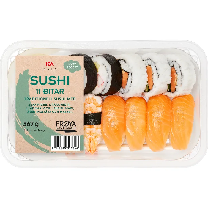 Sushi 11 bitar 367g ICA Asia