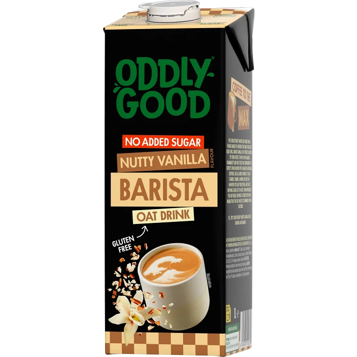 Havredryck Barista Nutty Vanilla osockrad Glutenfri 3% 1000ml Oddlygood®