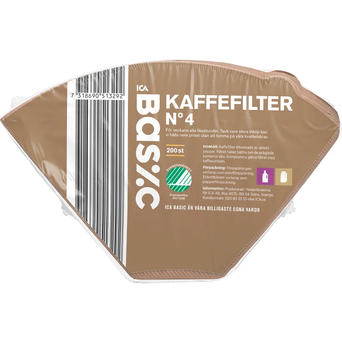 Kaffefilter Nummer 4 200p ICA Basic