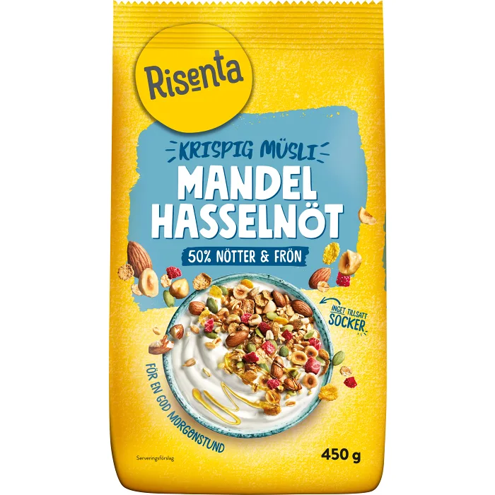 Krispig Müsli Mandel & Hasselnöt 450g Risenta