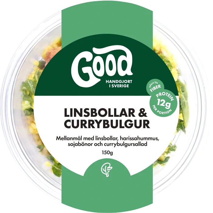Mellanmål Linsbollar Currybulgur 150g GOOD