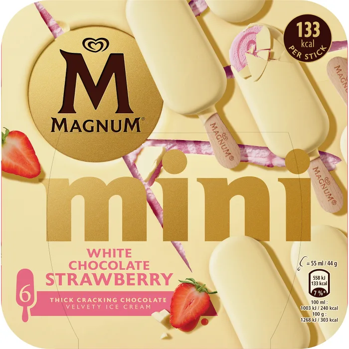 Glass Strawberry white mini 6-p Magnum