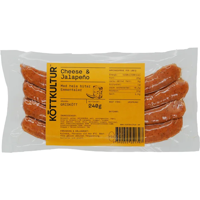 Fläskkorv Jalapeño/Cheese 240g Köttkultur